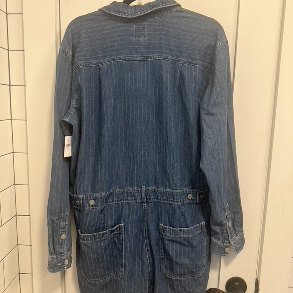 Gap Pinstripe Denim Utility Romper NWT Size 14 - Picture 3 of 5